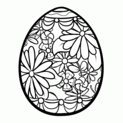 Easter egg and flowers coloring