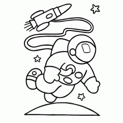 Astronaut and his rocket coloring