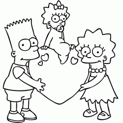 Bart, Lisa and Maggie Simpson coloring