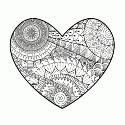 Heart and mandala coloring