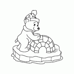 Bear and his igloo coloring