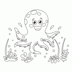 Cute smiling octopus coloring