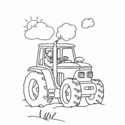 Tractor in the fields coloring