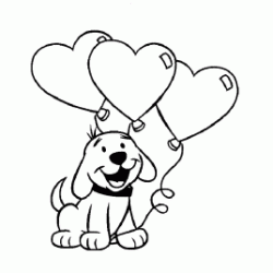Clifford the big red dog with balloons coloring