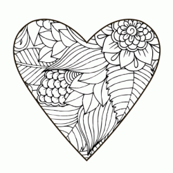 Heart and flowers coloring