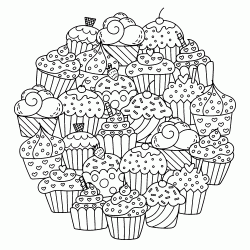 Colorful cupcakes coloring