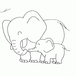 Mom Elephant and her baby coloring