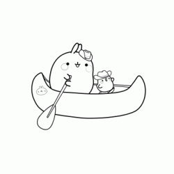 Molang in his kayak coloring