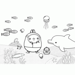 Molang under the ocean coloring