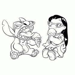 Lilo and Stitch eat ice cream coloring