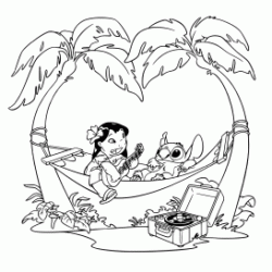 Lilo and Stitch on the beach coloring