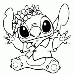 Stitch and his flower crown coloring