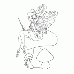 Pretty Fairy on a Mushroom coloring