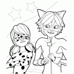 Lady Bug and Chat Noir - Miraculous coloring
