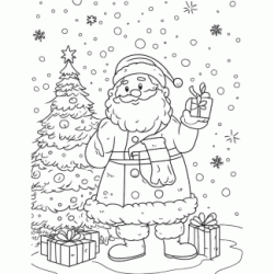 Santa Claus and Gifts coloring