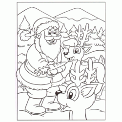 Santa Claus and his Reindeer coloring