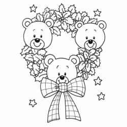 Christmas Bear Wreath coloring