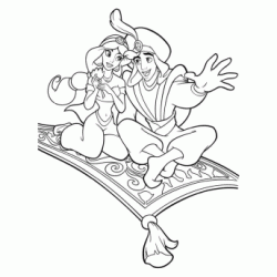 Jasmine and Aladdin coloring