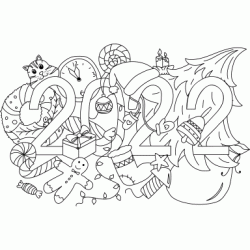 Happy New Year 2025 coloring