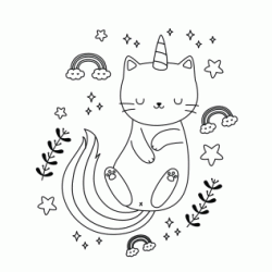 Sleeping unicorn cat coloring