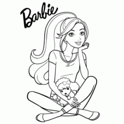 Barbie and her dog coloring