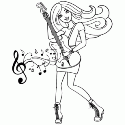 Guitarist barbie coloring