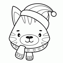 Christmas cat to color coloring