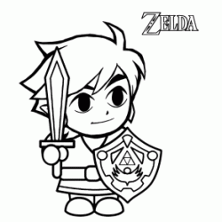 Link with his sword and shield - Zelda coloring