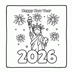 Happy New Year 2026 coloring