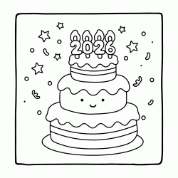 Happy New Year 2026 coloring