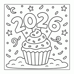 Happy New Year 2026 coloring