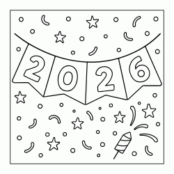 Happy New Year 2026 coloring