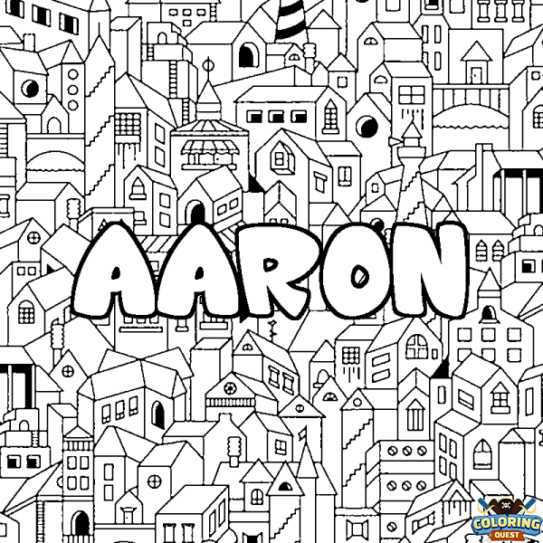 Coloring page first name AARON - City background