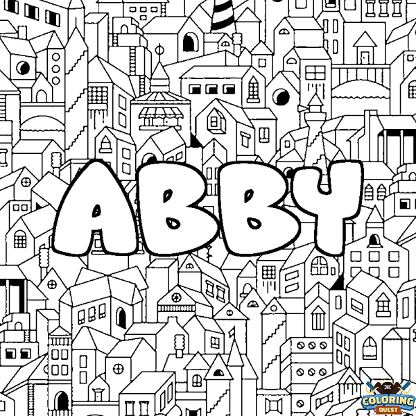 Coloring page first name ABBY - City background