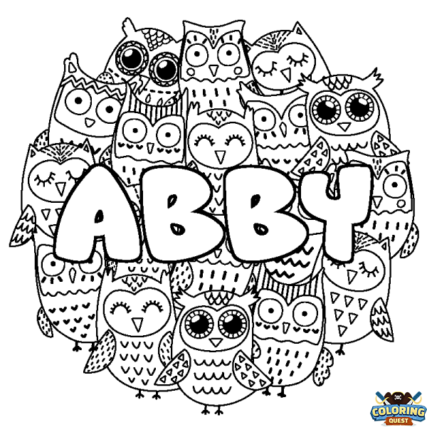Coloring page first name ABBY - Owls background