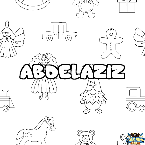 Coloring page first name ABDELAZIZ - Toys background