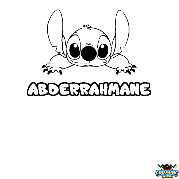 Coloring page first name ABDERRAHMANE - Stitch background