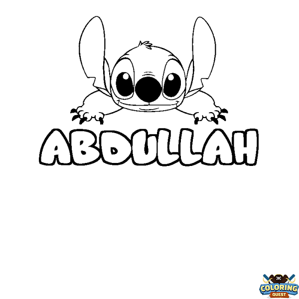 Coloring page first name ABDULLAH - Stitch background