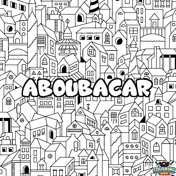 Coloring page first name ABOUBACAR - City background