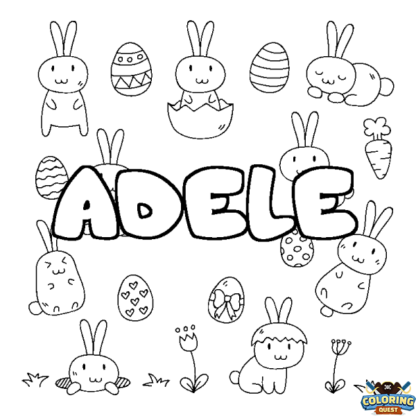 Coloring page first name ADELE - Easter background