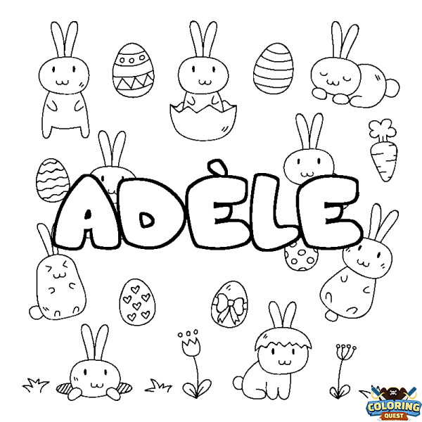 Coloring page first name AD&Egrave;LE - Easter background