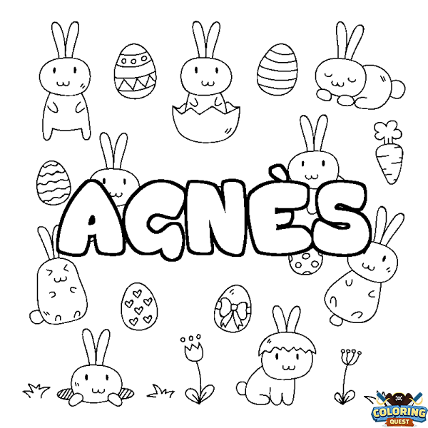 Coloring page first name AGN&Egrave;S - Easter background