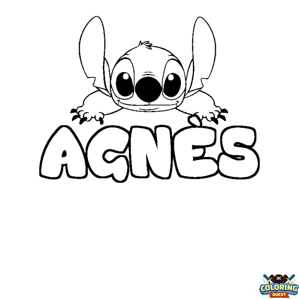 Coloring page first name AGN&Egrave;S - Stitch background