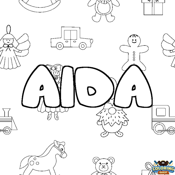 Coloring page first name AIDA - Toys background