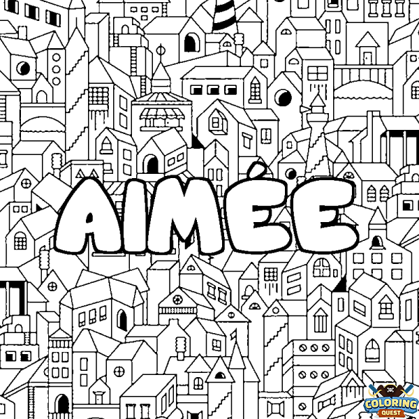 Coloring page first name AIM&Eacute;E - City background
