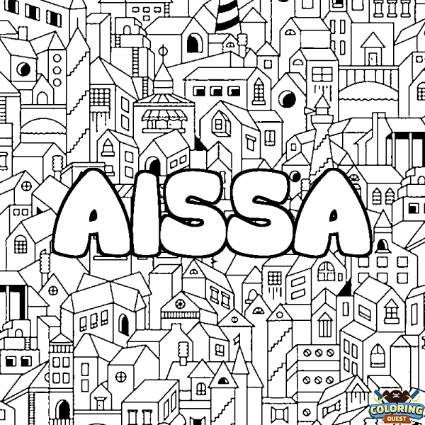 Coloring page first name AISSA - City background