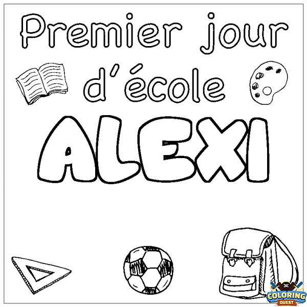 Coloring page first name ALEXI - School First day background