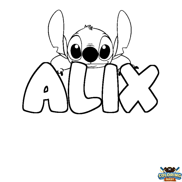 Coloring page first name ALIX - Stitch background