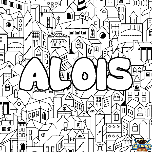 Coloring page first name ALOIS - City background