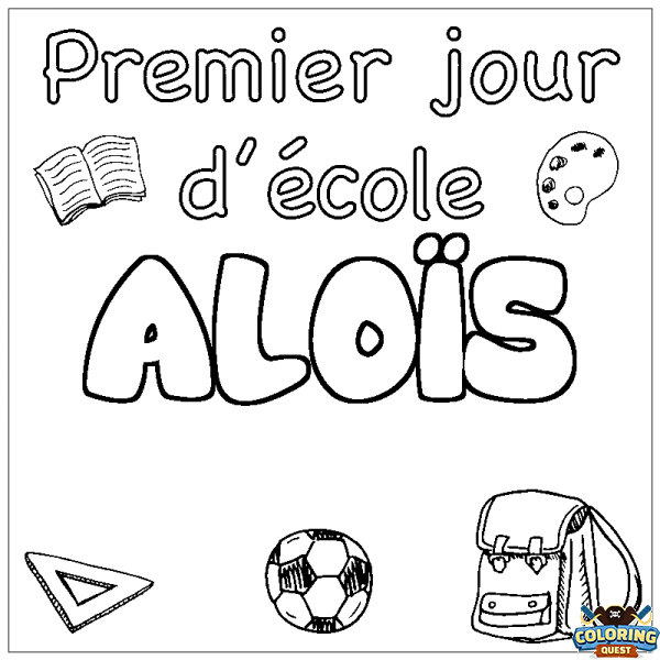 Coloring page first name ALO&Iuml;S - School First day background